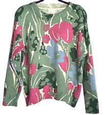 Lefties Floral Sweater Green and Pink EUR Large for sale  Shipping to South Africa