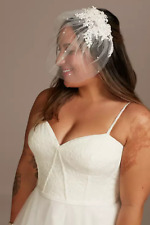 David's Bridal birdcage veil, ivory, lace and pearl with comb for sale  Shipping to South Africa