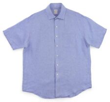Camisa masculina Brooks Brothers grande azul 100% linho manga curta comprar usado  Enviando para Brazil