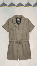 Ex River Island Women’s Beige Utility Drawstring Playsuit in Beige A Bit Defect, used for sale  Shipping to South Africa