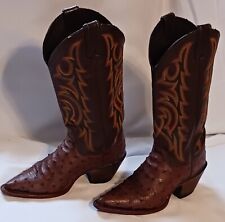 Justin Womens Full Quill Ostrich Boots Pointed Toe Conjac In Color Stiching 8B  for sale  Shipping to South Africa