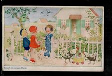 Postcard artist Fritz tree garden, garden door children's house, small format for sale  Shipping to South Africa