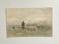 Antique watercolour shepherd for sale  UK