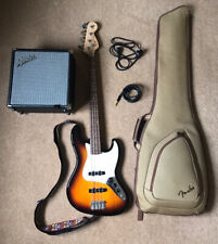 Fender Squier Affinity Jazz Bass sunburst & Rumble 15 amp, gig bag, strap & lead, used for sale  MAIDSTONE