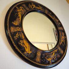 Espelho de parede arredondado antigo de madeira renascentista exclusivo/w figuras de signo do zodíaco comprar usado  Enviando para Brazil