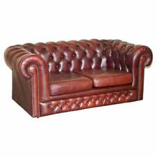 LOVELY VINTAGE OXBLOOD LEATHER CHESTERFIELD GENTLEMAN'S CLUB SOFA PART OF SUITE for sale  Shipping to South Africa