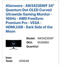 Alienware aw3423dwf monitor for sale  Chantilly