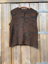 Pullover Waistcoat Knitted  Green Brown M L 14 16 Vintage Pixie for sale  Shipping to South Africa