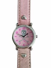 Juicy Couture Rosa Calavera Reloj Cristales Corazones de Plata Correa de Cuero NUEVO segunda mano  Embacar hacia Argentina