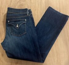 Bota jeans feminina Hudson Beth bebê cintura média tamanho 31 lavagem escura aba bolsos falhas comprar usado  Enviando para Brazil