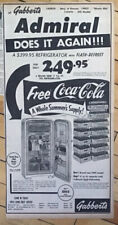 1953 anúncio de jornal para geladeira Admiral - Fornecimento gratuito de verão oferta Coca-Cola comprar usado  Enviando para Brazil
