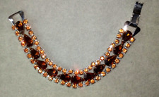 Vintage Juliana D&E Bracelet Amber Color Rhinestone Silver Tone 7 1/4" X 5/8" for sale  Shipping to South Africa