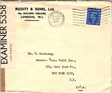 1945 Londres Nova York EUA comercial censurado Roditi and Sons, usado comprar usado  Enviando para Brazil