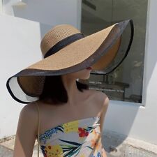 Chapéu de praia feminino moda verão grande dobrável aba larga boné de renda chapéu de palha sol comprar usado  Enviando para Brazil