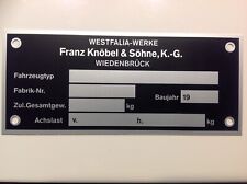 Westfalia pendant nameplate for sale  Shipping to Ireland