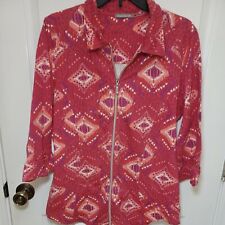 Womens Threehearts Pink Multicolored Zippered 3/4 Sleeve Jacket Size Large comprar usado  Enviando para Brazil