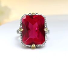 Novo anel de prata amuleto de pedra preciosa corindo vermelho retangular feminino joia de luxo 16 mm comprar usado  Enviando para Brazil