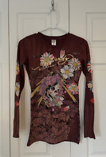 Usado, Camisa floral Ed Hardy manga longa caveira relâmpago XS comprar usado  Enviando para Brazil