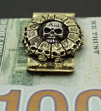Carteira porta-cartão de crédito com clipe de dinheiro aço inoxidável caveira bronze ouro 3D comprar usado  Enviando para Brazil