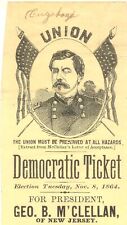 RARE! OHIO 1864 Ballot GEO. B McCLELLAN Democratic Ticket On YELLOW PAPER! UNION for sale  Shipping to South Africa