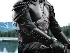 The Witcher LARP  Black Armor SCA Medieval Leather Breastplate Pauldron Armguard, used for sale  Shipping to South Africa