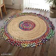 Alfombra redonda de yute natural trenzada a mano y algodón para decoración de piso yute alfombra redonda segunda mano  Embacar hacia Argentina