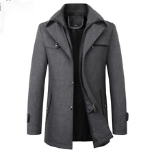 Mens Jacket Office Business Formal Casual Mid-Length Lapel Woolen Coat Overcoat tweedehands  verschepen naar Netherlands