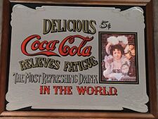 Espejo de bebida de soda vintage de Coca Cola barra pared carnaval letrero publicitario enmarcado segunda mano  Embacar hacia Argentina