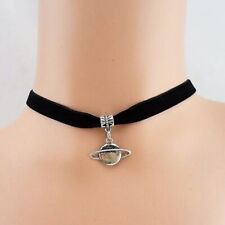 NEW Planet Pendant Saturn Charm Velvet Choker Necklace Silver Chain Jewelry Gift for sale  Shipping to South Africa