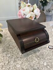Mahogany Box Vtg Roll Top Secretary Desk Box Brass Handle Curved Wood for sale  Shipping to South Africa
