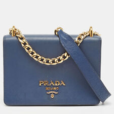 Bolsa de ombro Prada azul saffiano e couro macio com aba corrente comprar usado  Enviando para Brazil
