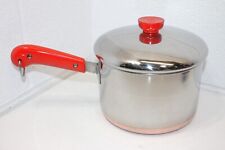 Vintage Revere Ware 3 qt Panela de Molho Fundo de Cobre Anel Duplo ALÇA VERMELHA/LARANJA! comprar usado  Enviando para Brazil