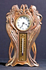 Espectacular reloj de escritorio y termómetro figurativo Art Nouveau c1890 doble doncella segunda mano  Embacar hacia Argentina