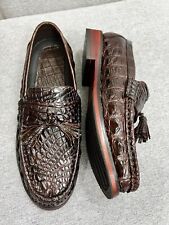 Sapatos masculinos couro genuíno pele de jacaré de crocodilo feito à mão marrom EUA tamanho 12 comprar usado  Enviando para Brazil