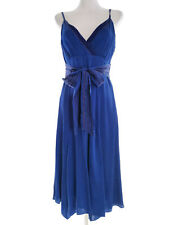 Monsun Rozmiar 10 (38) Niebieska długa suknia balowa Suknia wieczorowa Jedwab 100% Kokarda bez rękawów na sprzedaż  PL