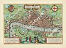 antiguo Tudor isabelino PRIMER MAPA DE LONDRES Braun & Hogenberg 1572 póster de arte segunda mano  Embacar hacia Argentina