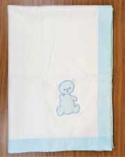 Aplique de colección manta bebé Chatham oso de peluche acrílico blanco azul satinado segunda mano  Embacar hacia Argentina