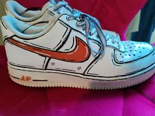 Nike Air Force 1 Custom Shoes Low Cartoon Pomarańczowe Swoosh Czarne Obrys Rozmiar 11 na sprzedaż  PL