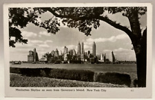Cartão postal vintage RPPC Manhattan Skyline from Governor's Island, Nova York NY comprar usado  Enviando para Brazil