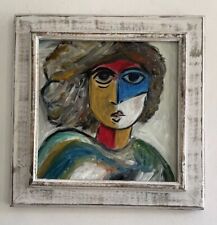 Original Mid Century Modernist Abstract Style Figurative Oil On Board Painting for sale  Shipping to South Africa