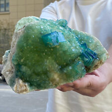 Amostra mineral aglomerado de cristal de fluorita cúbica verde 6,26 lb natural comprar usado  Enviando para Brazil