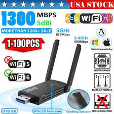 Used, USB 3.0 Wireless WIFI Adapter 1300Mbps Long Range Dongle Dual Band Network lot for sale  Shipping to South Africa