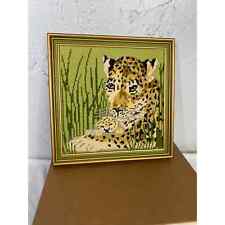 Vintage Personalizado Moldura Artesanal Bordado Jaguar Leopardo com Bebê Jungalow comprar usado  Enviando para Brazil