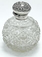  Garrafa de perfume de cristal e prata corte eduardiano por Walker and Hall 1902, usado comprar usado  Enviando para Brazil