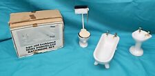 Dollhouse Bathroom Set White Ceramic Tub Toilet Sink 1:12 Scale Miniature for sale  Shipping to South Africa