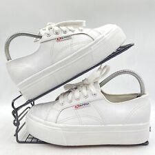 SUPERGA WHITE PLATFORM TRAINERS SIZE UK 5 LEATHER FLATFORM CASUAL GYM S00C4U0, used for sale  Shipping to South Africa