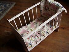 Vintage wooden dolls cot bed with side bars and Disney character bedding for sale  Shipping to South Africa