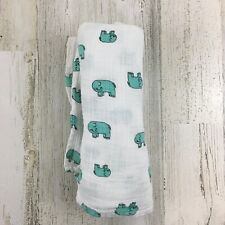 Used, Aden & Anais Baby Blanket White Green Elephants Swaddle Muslin Cotton for sale  Shipping to South Africa