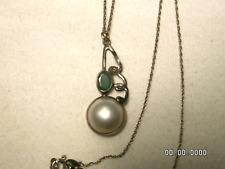 Sterling Silver, Chrysoprase, Mabe Pearl Pendant Necklace, usado segunda mano  Embacar hacia Argentina