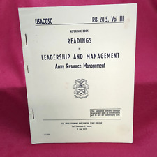 BOOK - USACGSC REFERENCE BOOK: READINGS IN LEADERSHIP AND MANAGEMENT: ARMY RESOU for sale  Shipping to South Africa